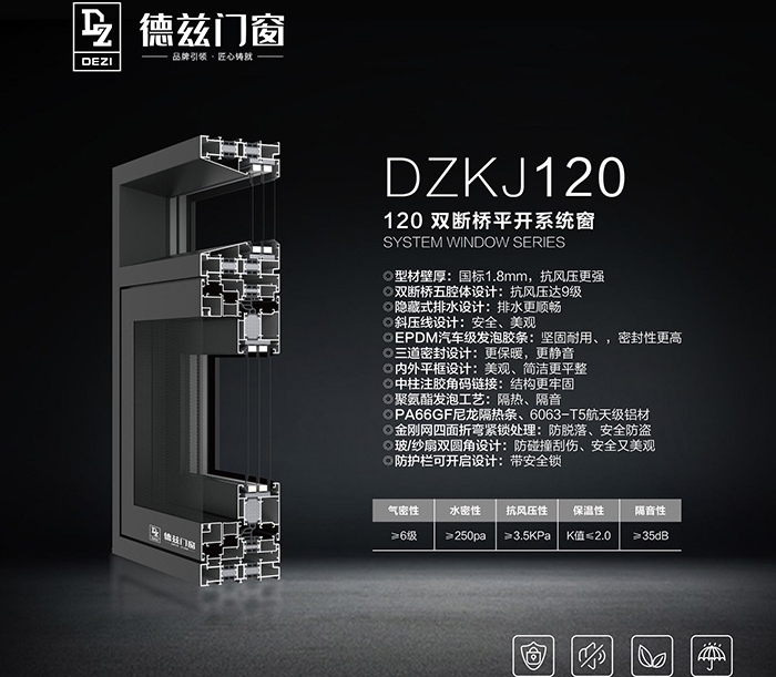 DZKJ120 双断桥平开系统窗